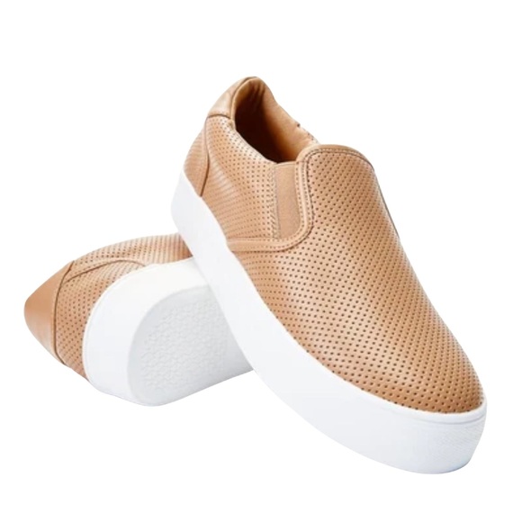 Shoes - •Eloise•  Perforated Nude Platform Sneaker